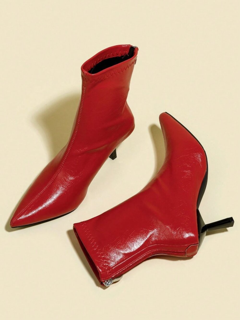 Red Casual Women's Ankle Boots - Picture 4 of 5
